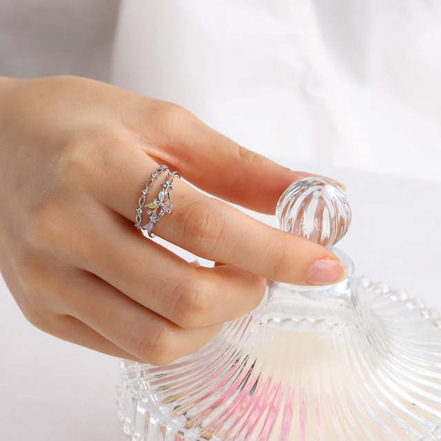 Butterfly Fairy Garden Layered Adjustable Rings