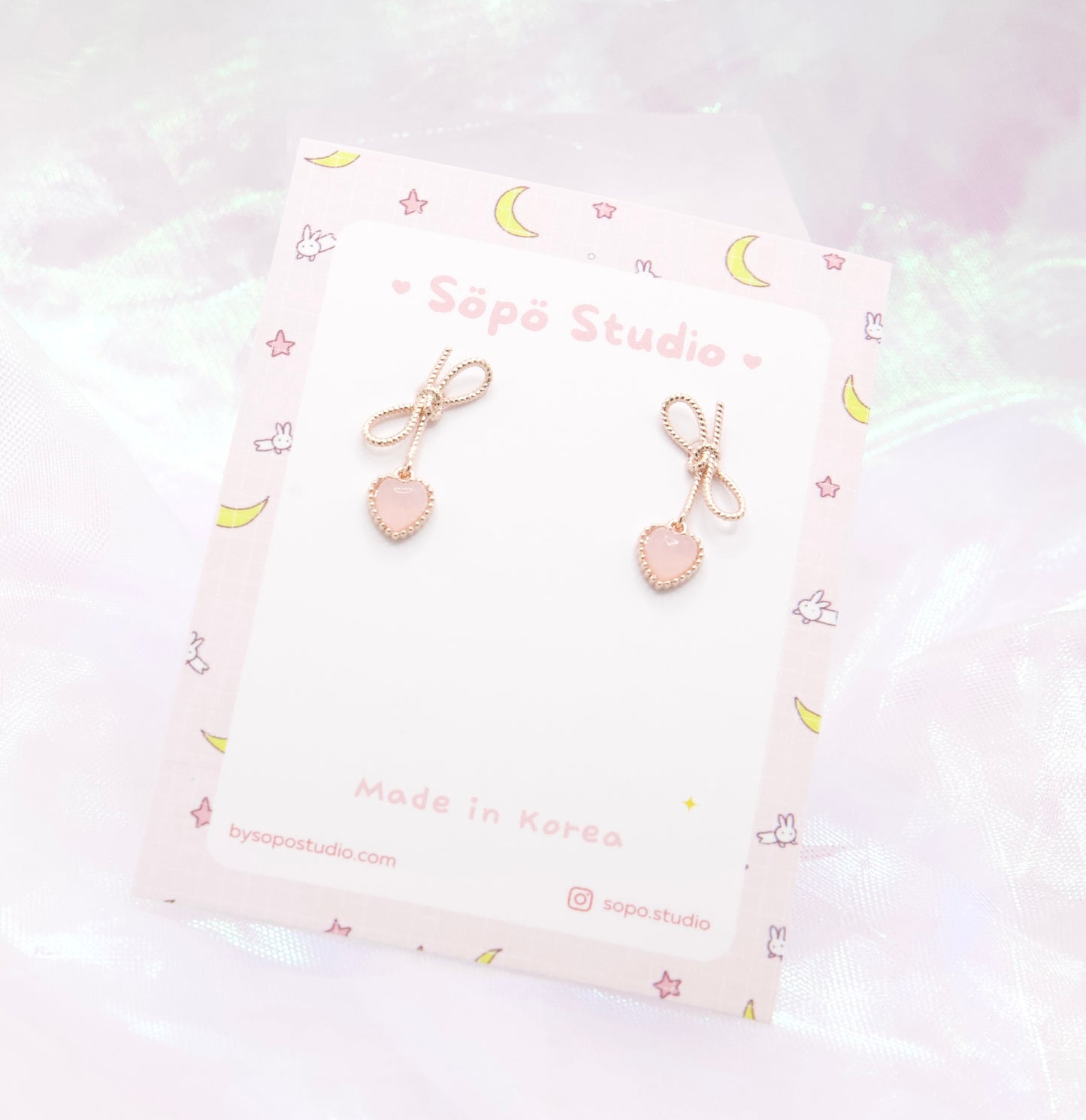 Knotted Ribbon Heart Dainty Style Korean Earrings - 2 colors