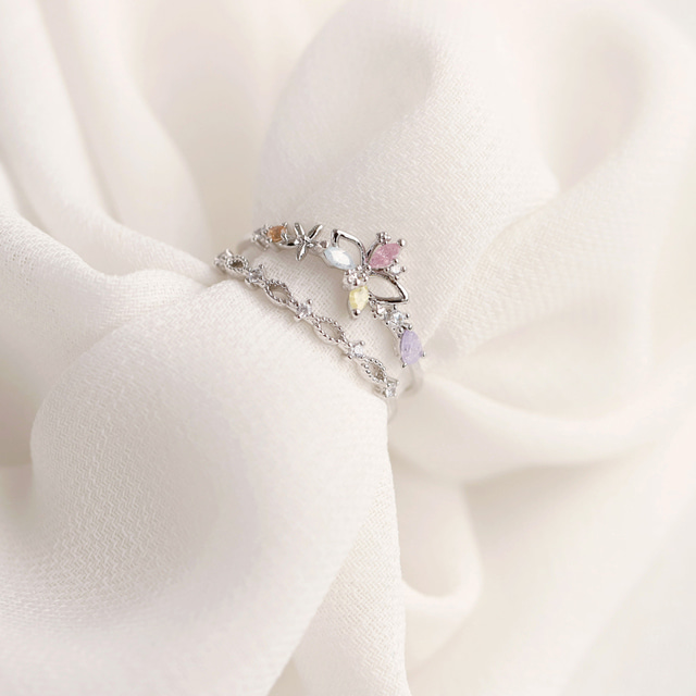 Butterfly Fairy Garden Layered Adjustable Rings