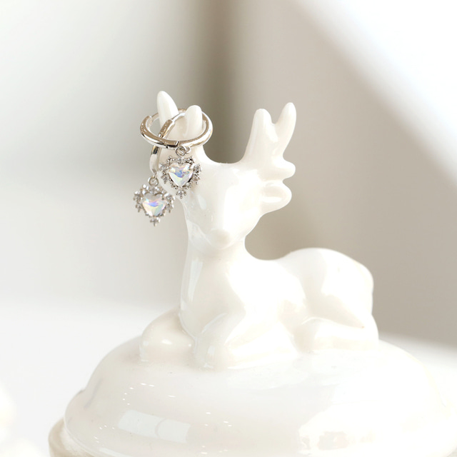 Crystal Petit Heart Elegant Hoop Korean Earrings - 2 colors