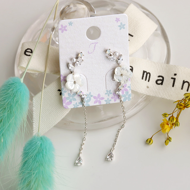Mother of Pearl Cute Chain Drop Dangle Earrings - 2 colors