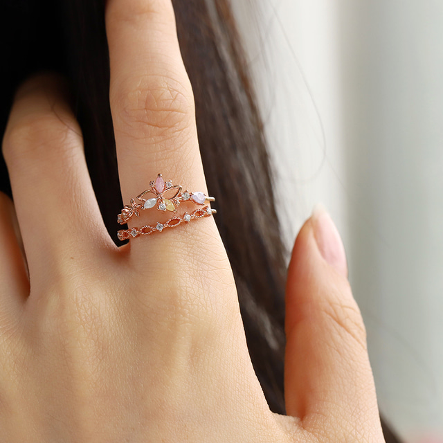 Butterfly Fairy Garden Layered Adjustable Rings