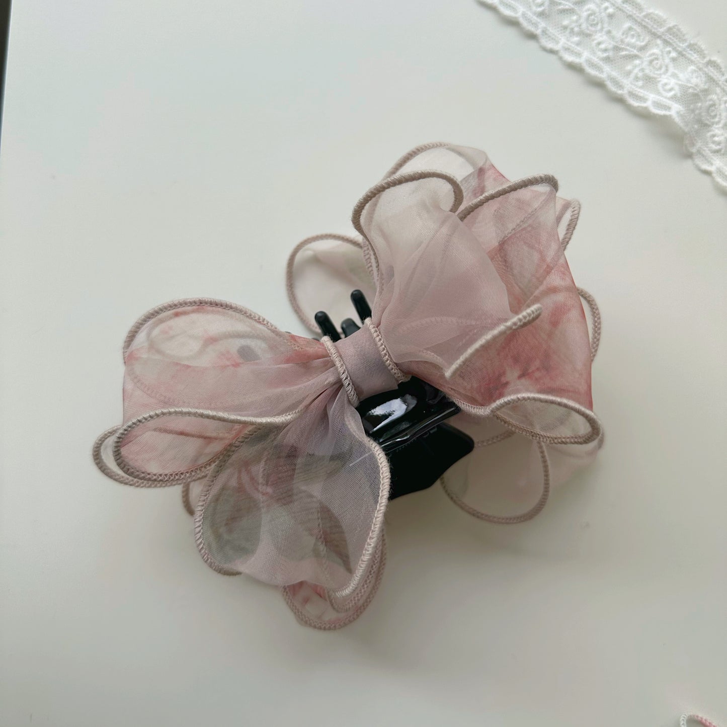 Korean Flower Bundled Ribbon Hair Claw