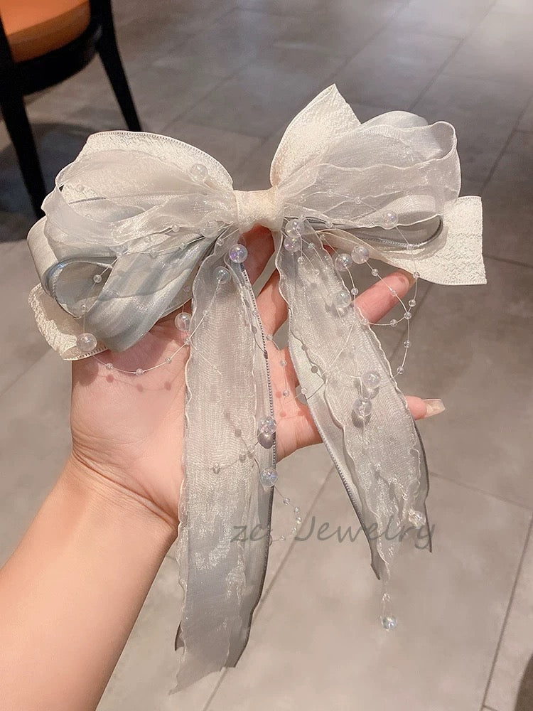 Fairytale 2 Layered Bow Water Drop Hair Clips - 3 colors