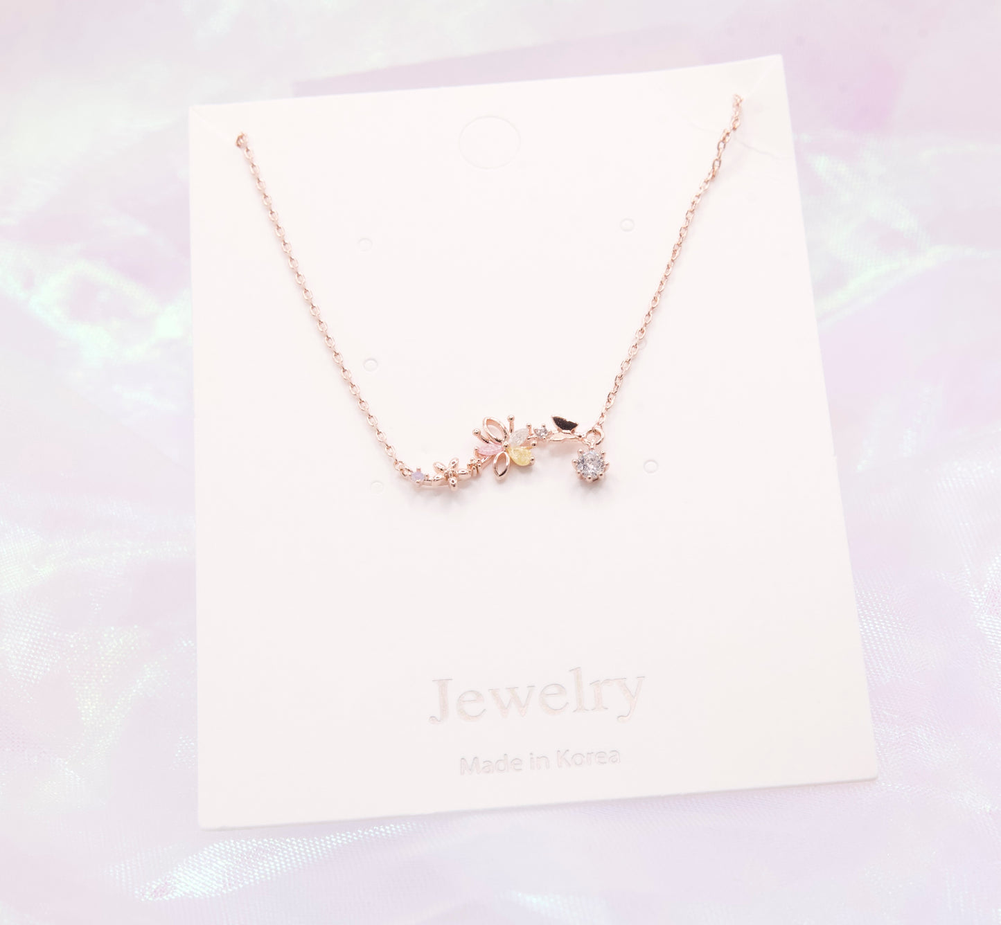 Secret Garden Flower Crystal Drop Korean Style Necklace