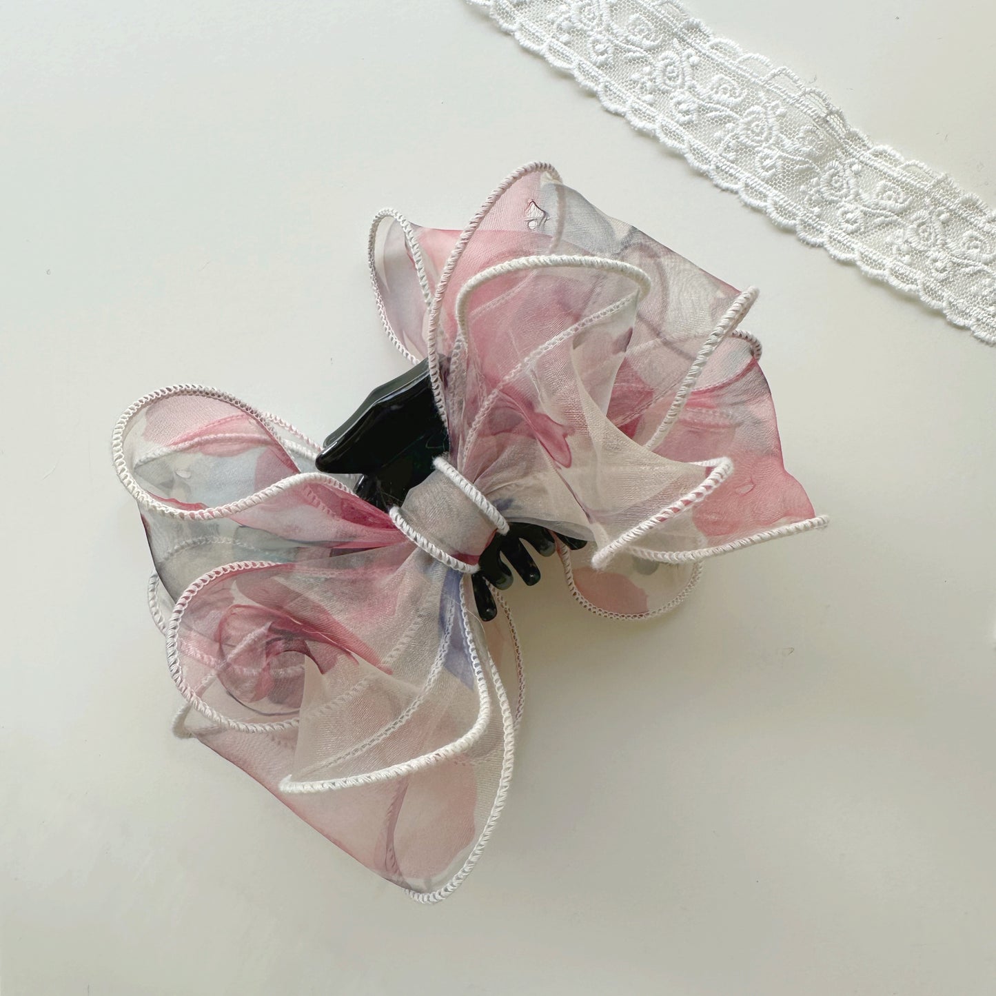 Korean Flower Bundled Ribbon Hair Claw