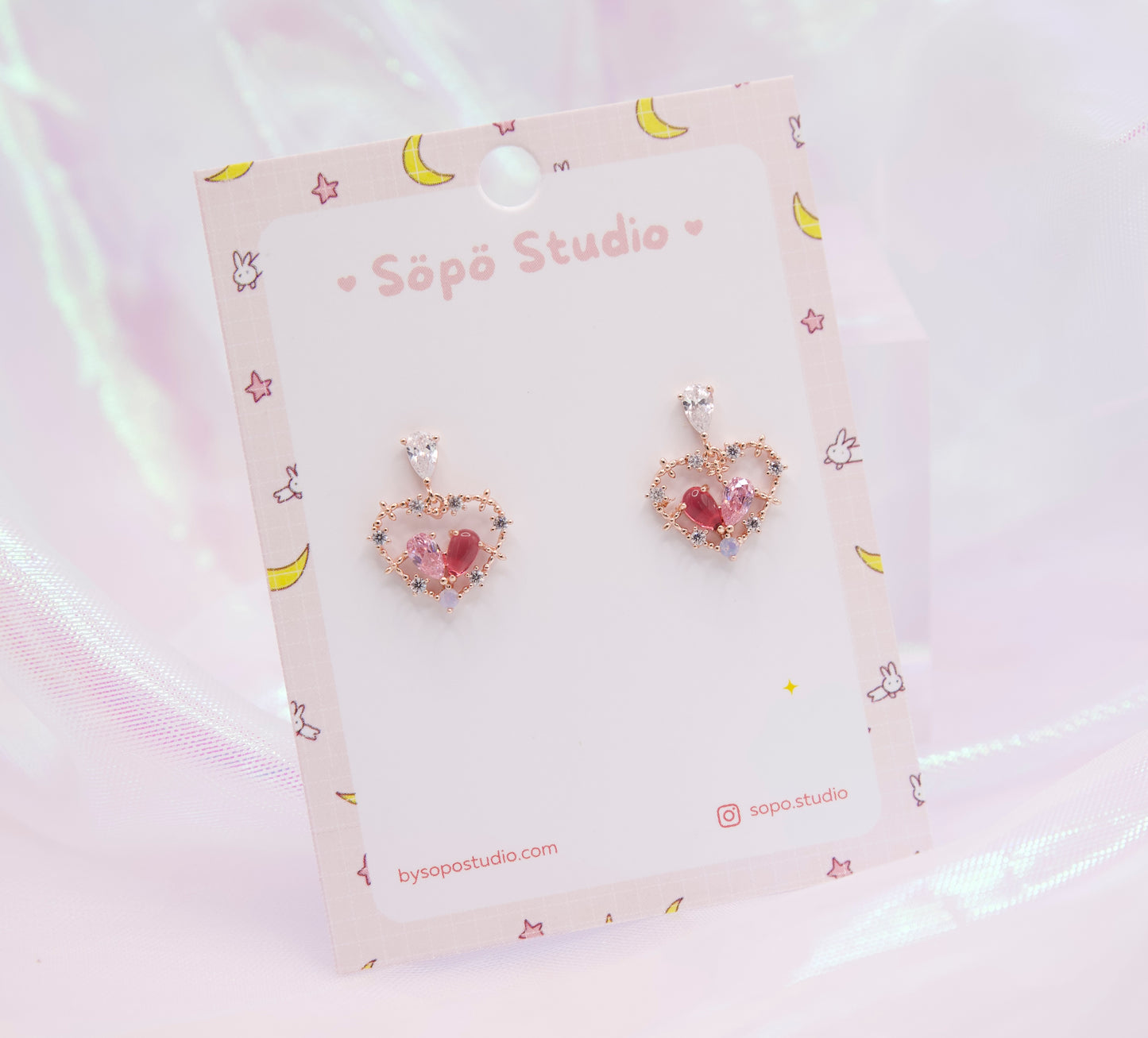 Korea Heart Charm Sweet Pastel Dainty Style Dangle Earrings