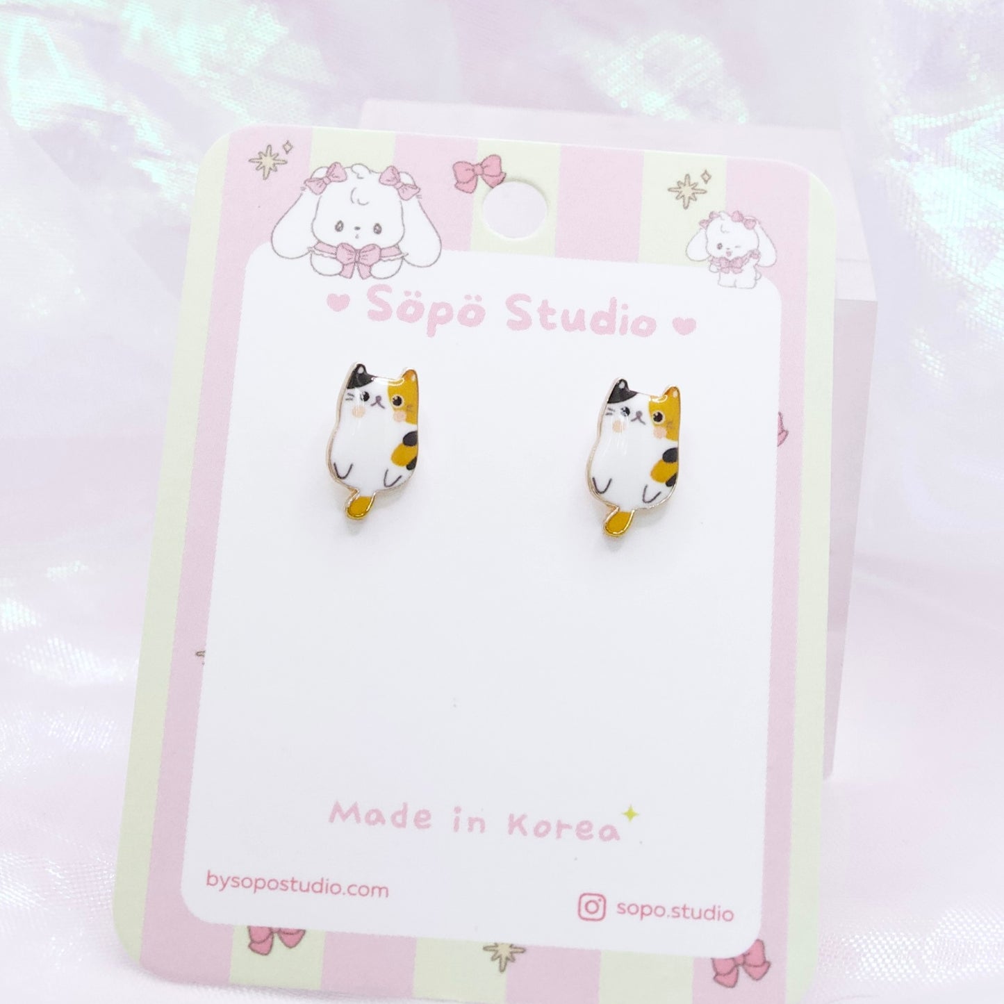 Cute Calico Cats Studs Korean Dainty Style Earrings
