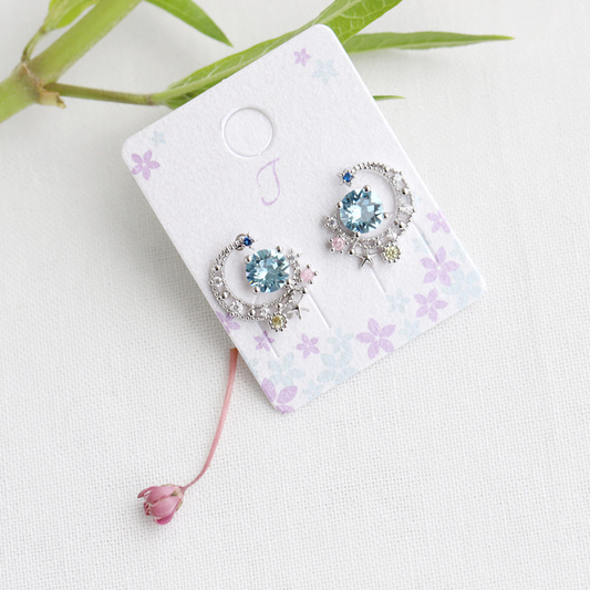 Moon Crystal Stone Elegant Studs Korean Earrings - 2 colors
