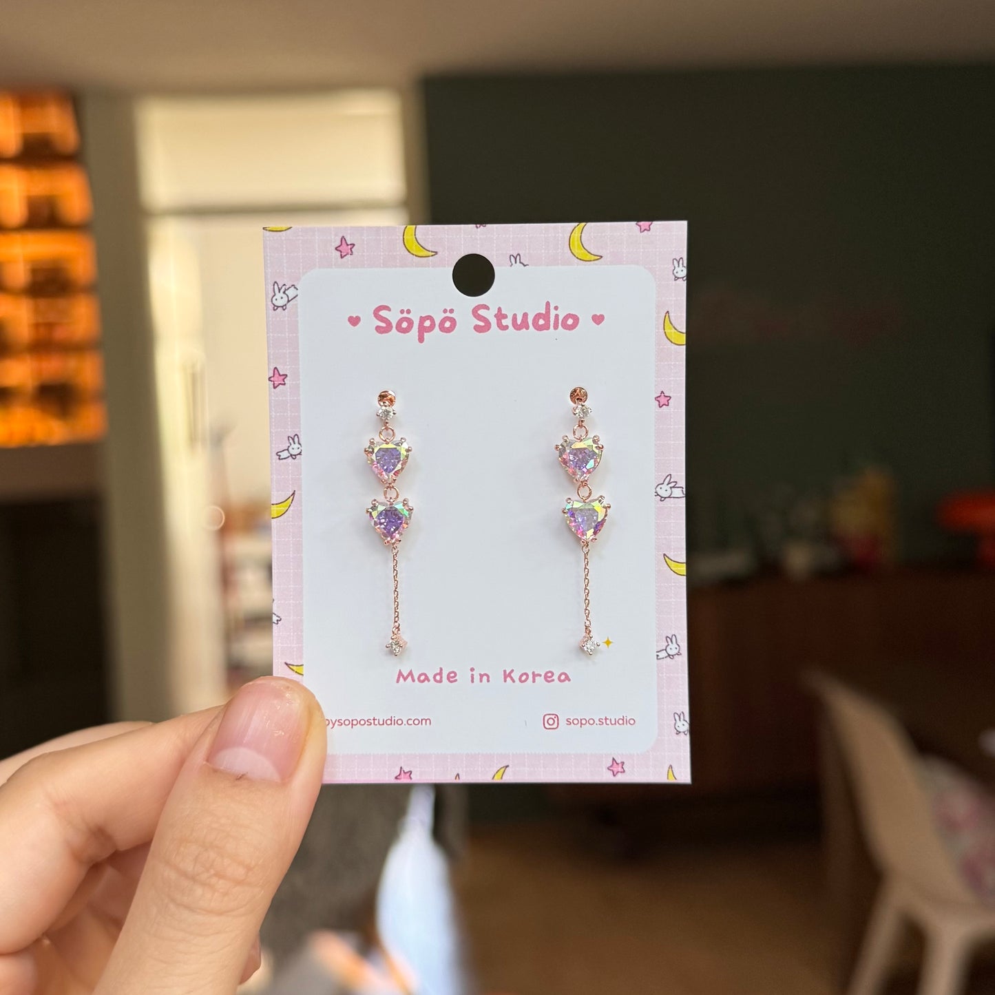 Heart Drop Korean Earrings