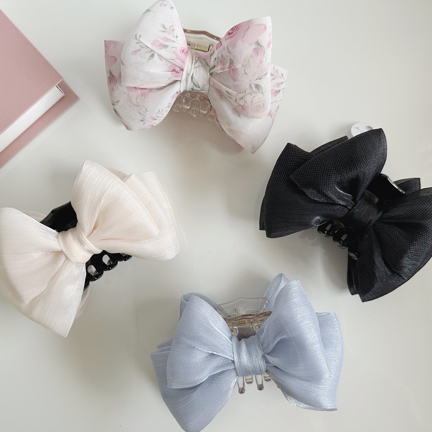 Korean Organza Pastel Bow Sweet Hair Claws
