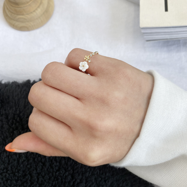 Mother of Pearl Pinky Elegant Bridal Korean Adjustable Rings - 3 colors