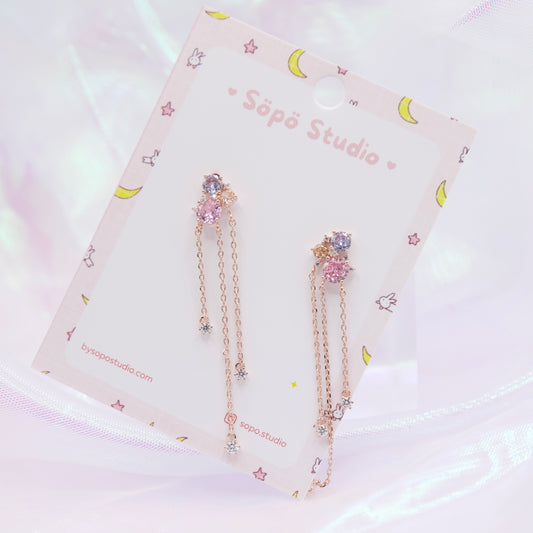 Korean Crystal Magic Stone Chained Earrings