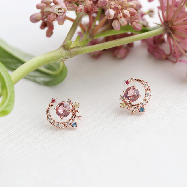 Moon Crystal Stone Elegant Studs Korean Earrings - 2 colors