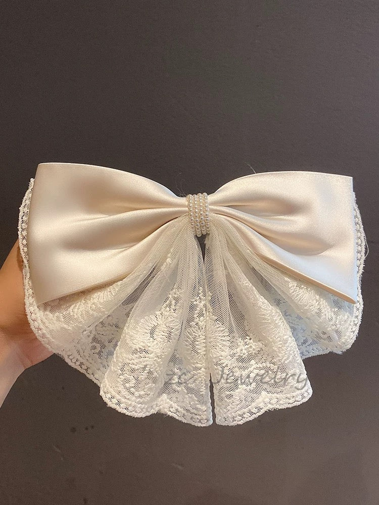 Laced Silk Jumbo Bow Hair Clip - 2 colors