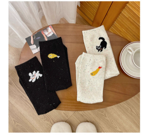Cat Tempura White Sock