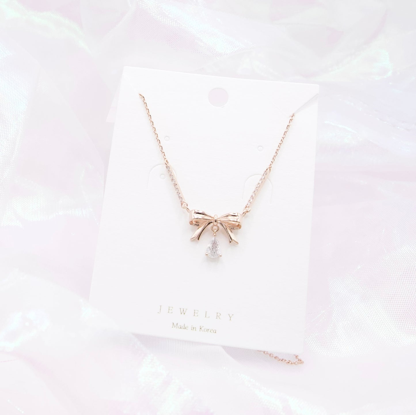 Ribbon Elegant Style Korean Necklace - Made in Korea - 2 colors