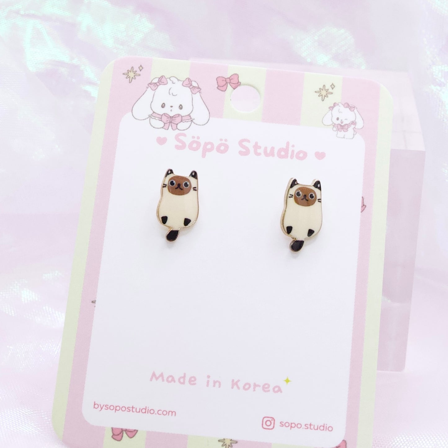 Cute Siamese Cats Studs Korean Dainty Style Earrings