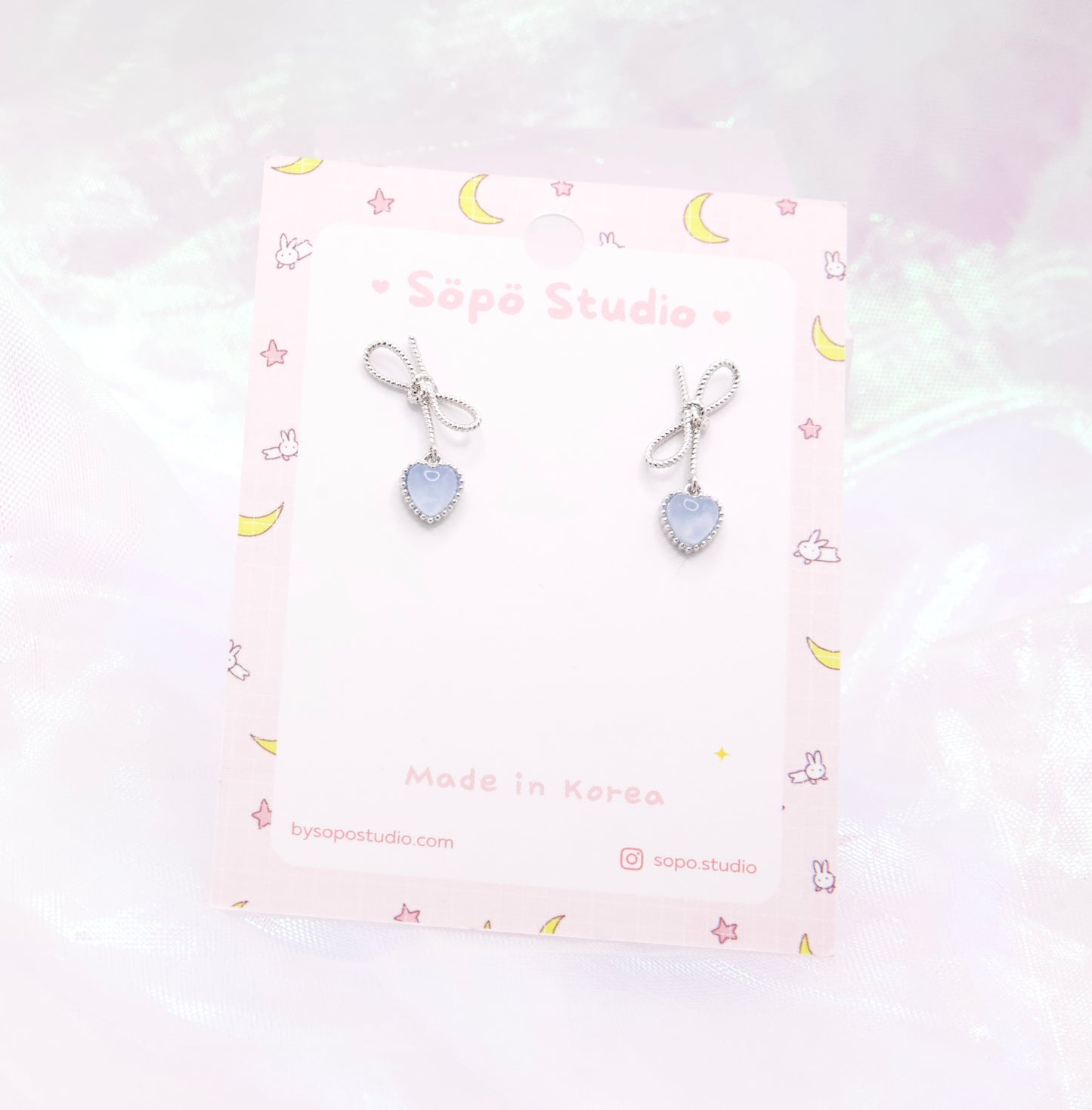 Knotted Ribbon Heart Dainty Style Korean Earrings - 2 colors