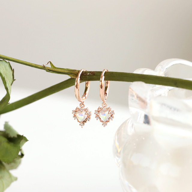 Crystal Petit Heart Elegant Hoop Korean Earrings - 2 colors