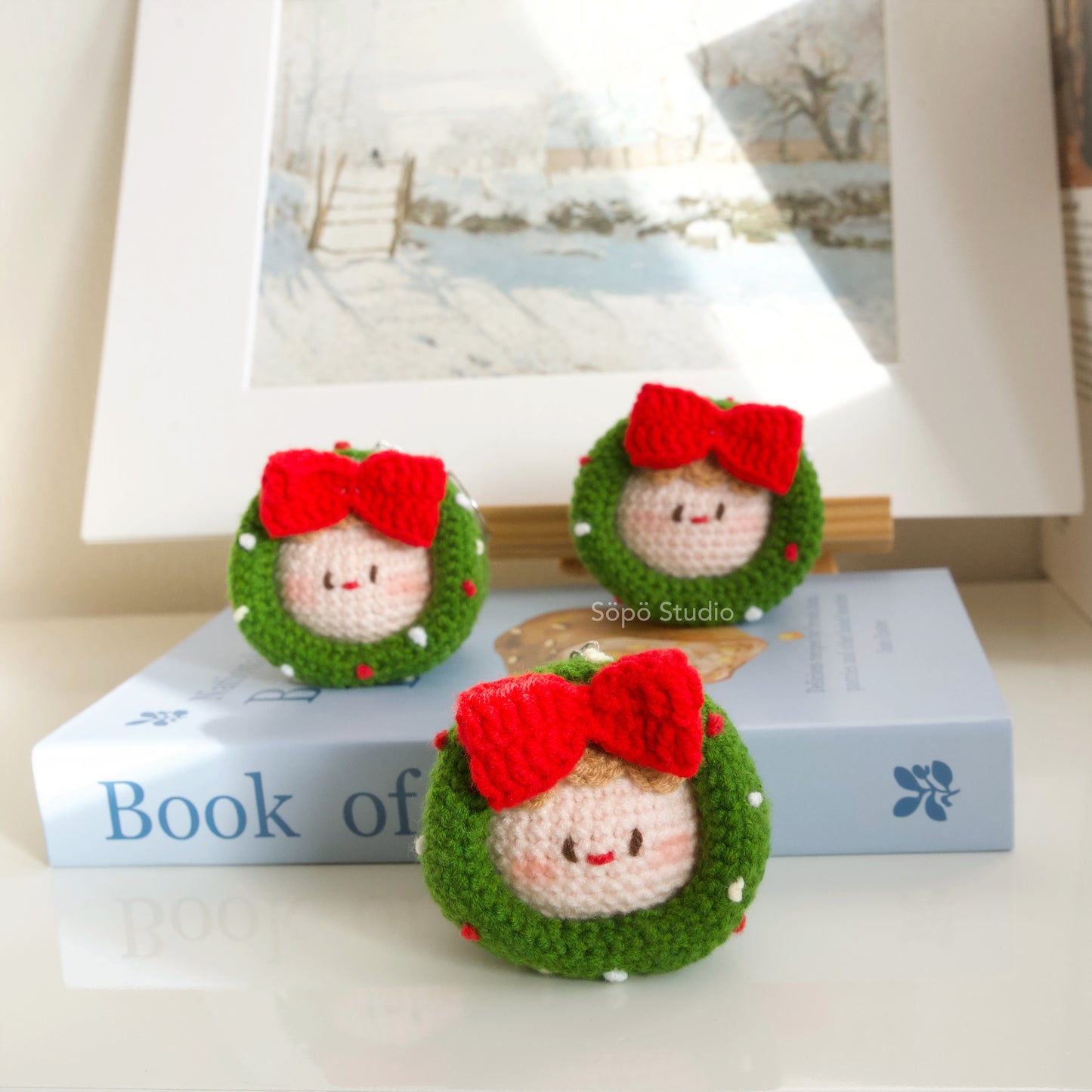 Cute Christmas Mochi Handmade Crochet Keychain Bag Charm