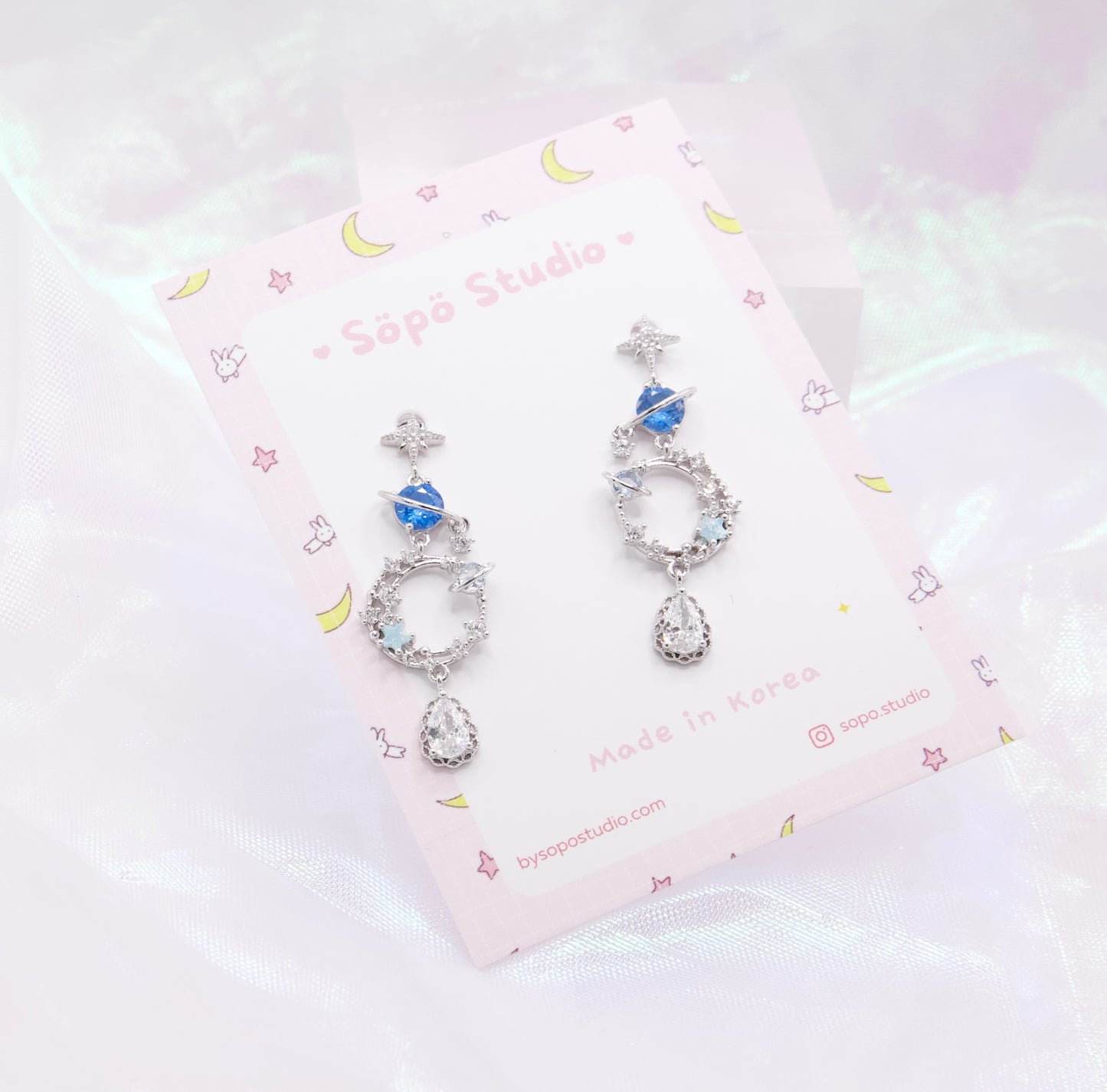 Ocean Blue Planet Cute Dangle Korean Earrings