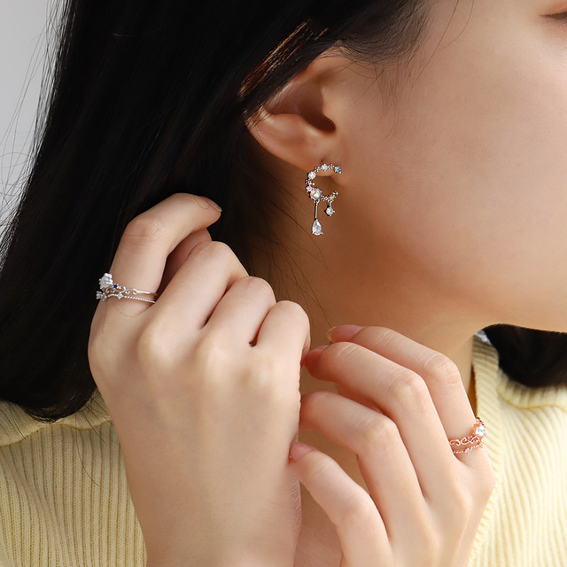 Opal Moon Crystal Drop Korean Earrings - 2 colors