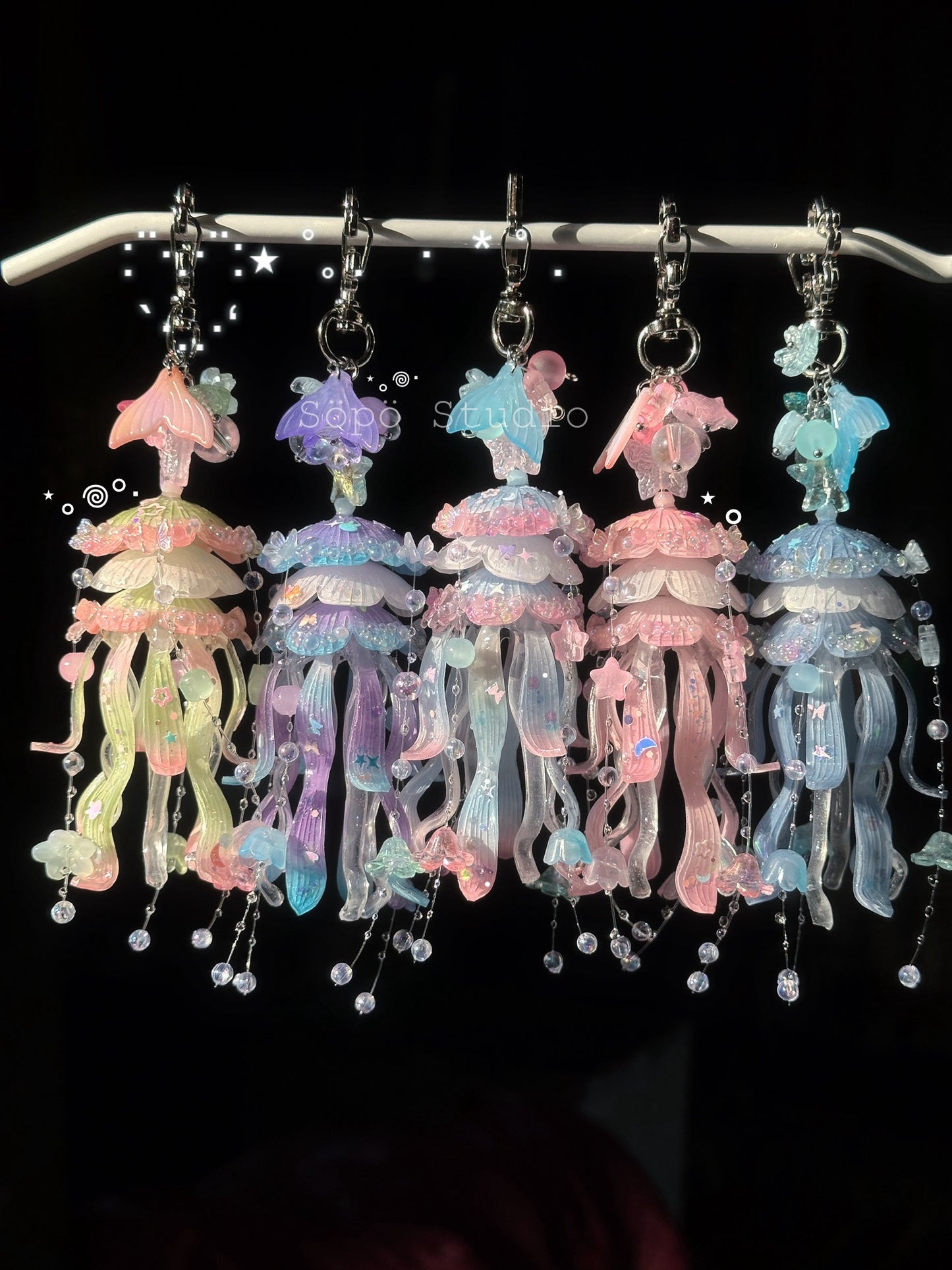 Fairy Jellyfish Handmade Keychain/Bag charm - Pastel Blue Pink