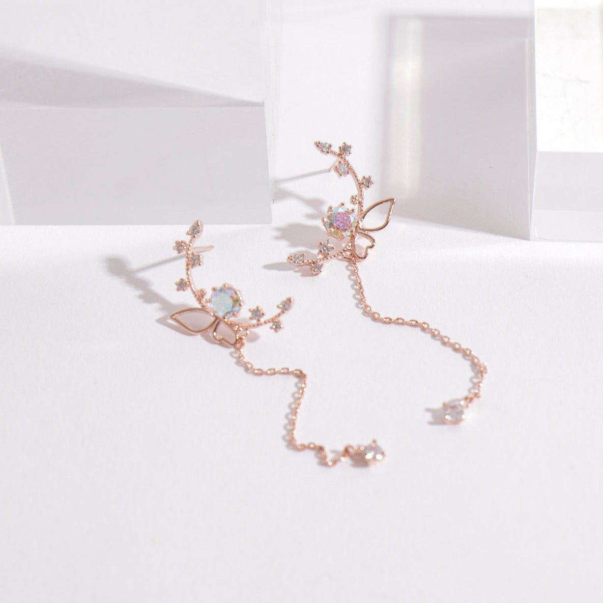 Korean Dainty Style Crystal Butterfly Dangle Earrings