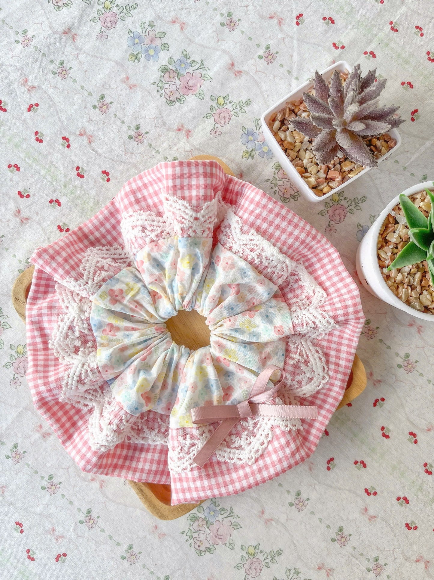 Jumbo Flower Summer Cotton Lace Scrunchie