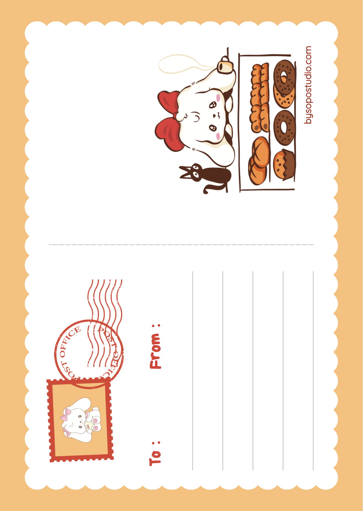 Kiki Bakery A6 Postcard - Art by Söpö Studio