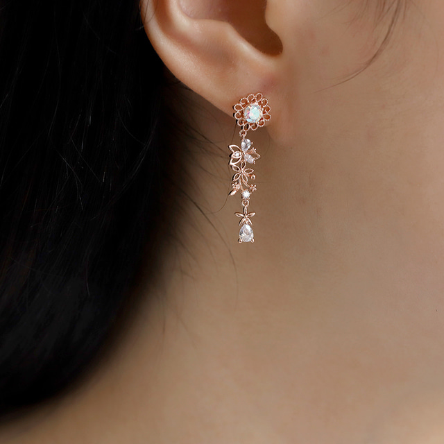 Sun Flower Dainty Style Chain Drop Korean Earrings