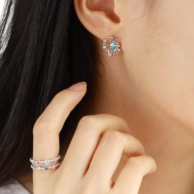 Moon Crystal Stone Elegant Studs Korean Earrings - 2 colors