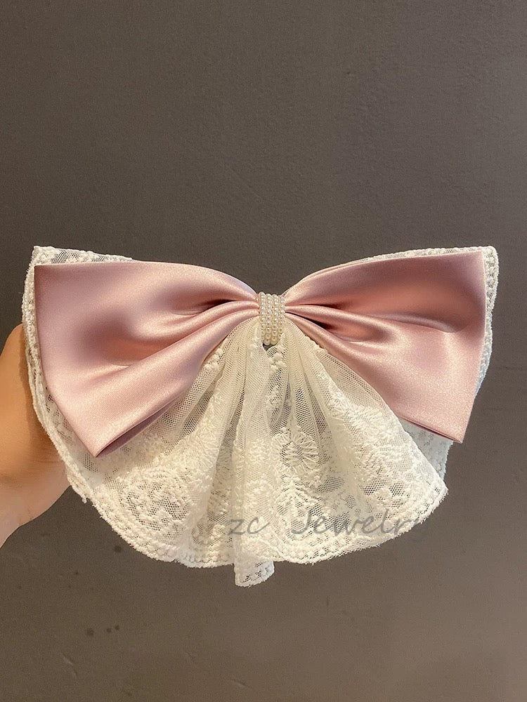 Laced Silk Jumbo Bow Hair Clip - 2 colors