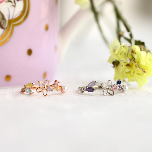 Fairytale Flower Adjustable Ring Made in Korea - 2 colors