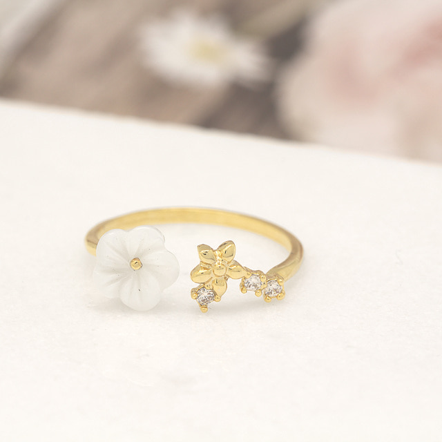 Mother of Pearl Pinky Elegant Bridal Korean Adjustable Rings - 3 colors
