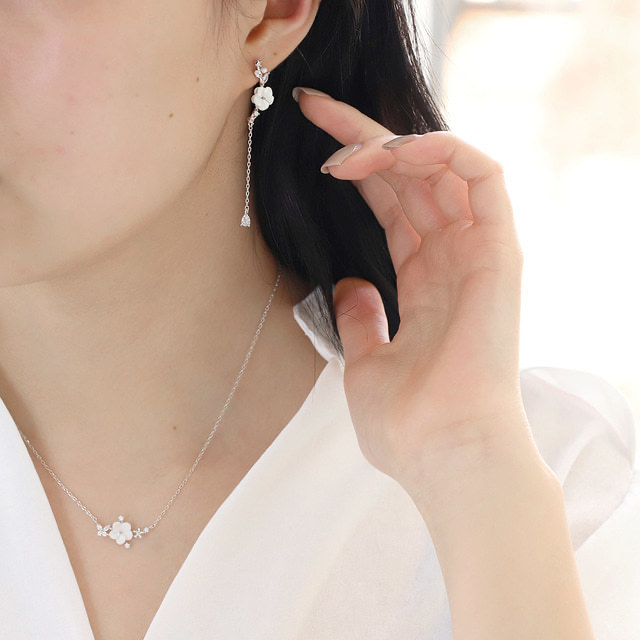 Mother of Pearl Cute Chain Drop Dangle Earrings - 2 colors
