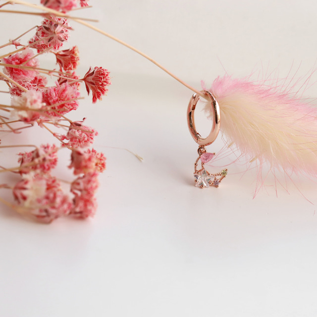 Crystal Petit Moon Elegant Hoop Korean Earrings - 2 colors