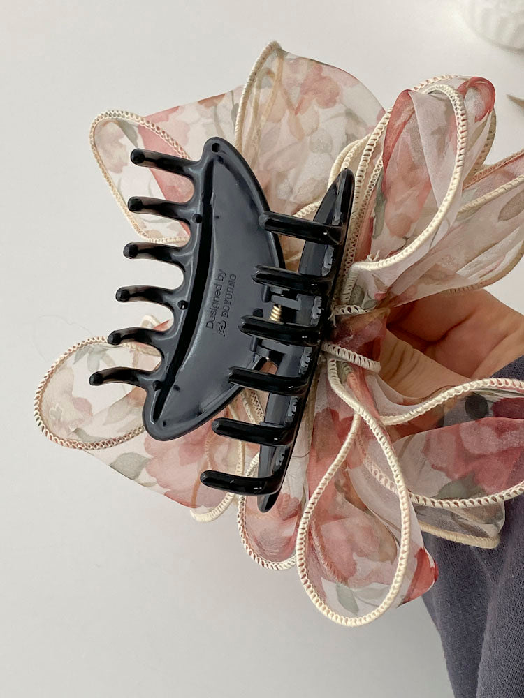 Korean Flower Bundled Ribbon Hair Claw