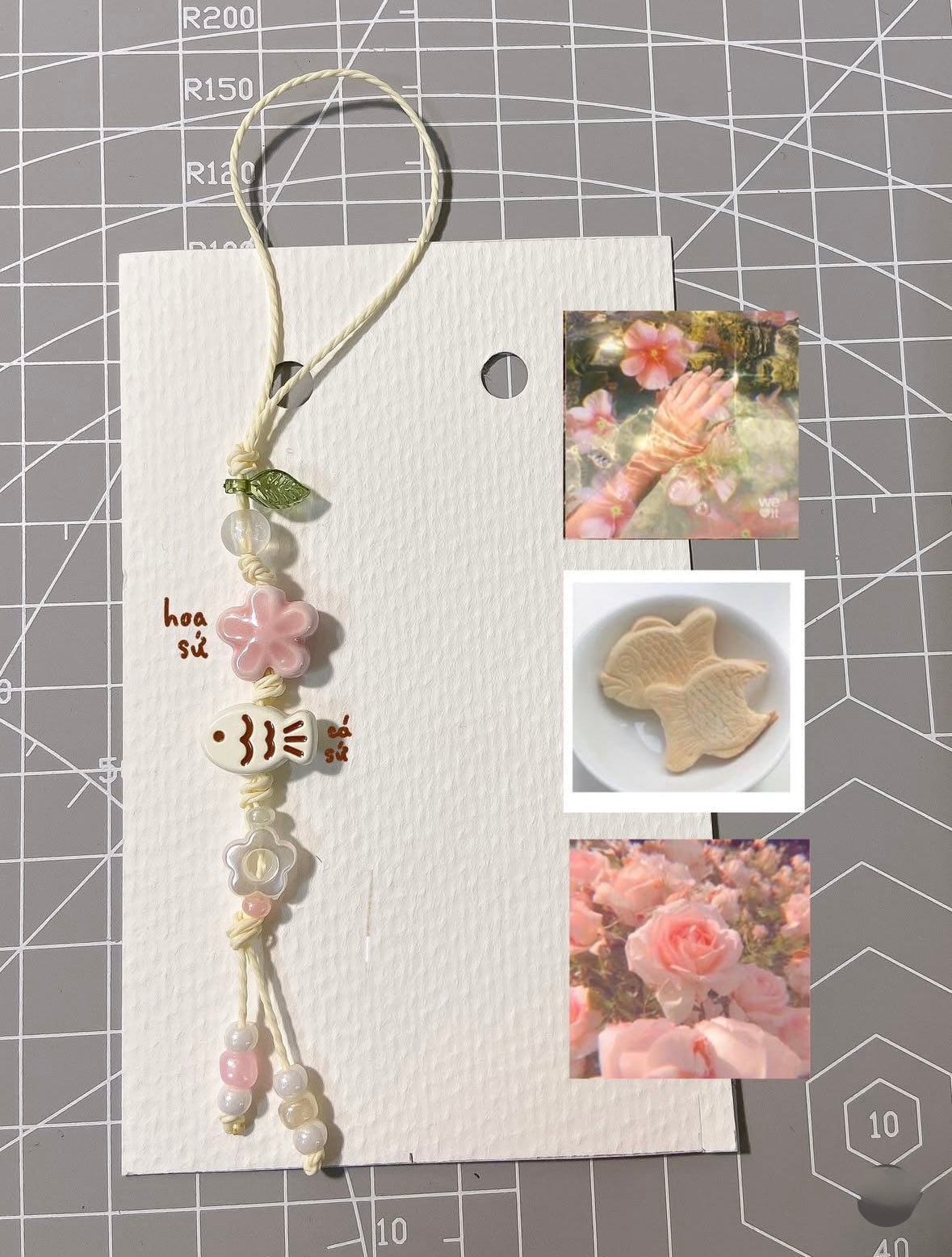 Handmade Ceramic Charm Cat/Fish Cute Phone Charm/Key ring