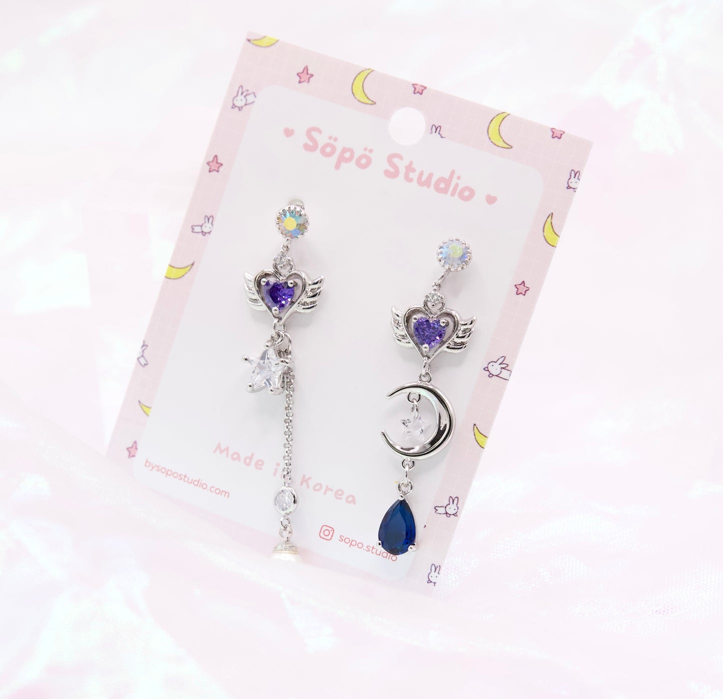 Mis-matched Sailor Moon Mercury Kawaii Dangle Korean Dainty Style Earrings