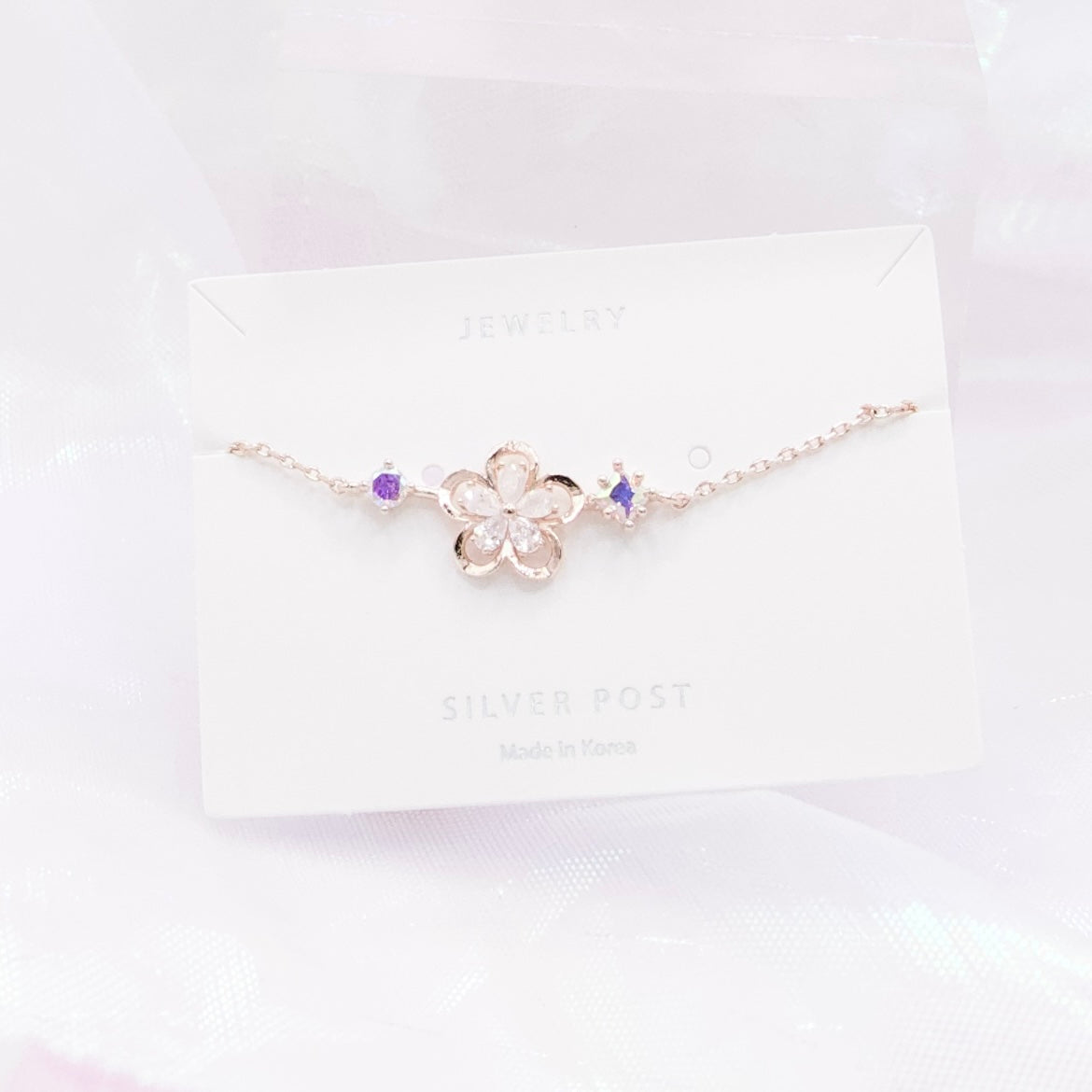 Glass Sparkling Flower Style Korean Bracelet