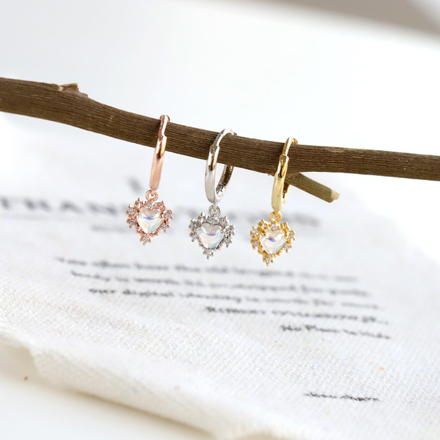 Crystal Petit Heart Elegant Hoop Korean Earrings - 2 colors