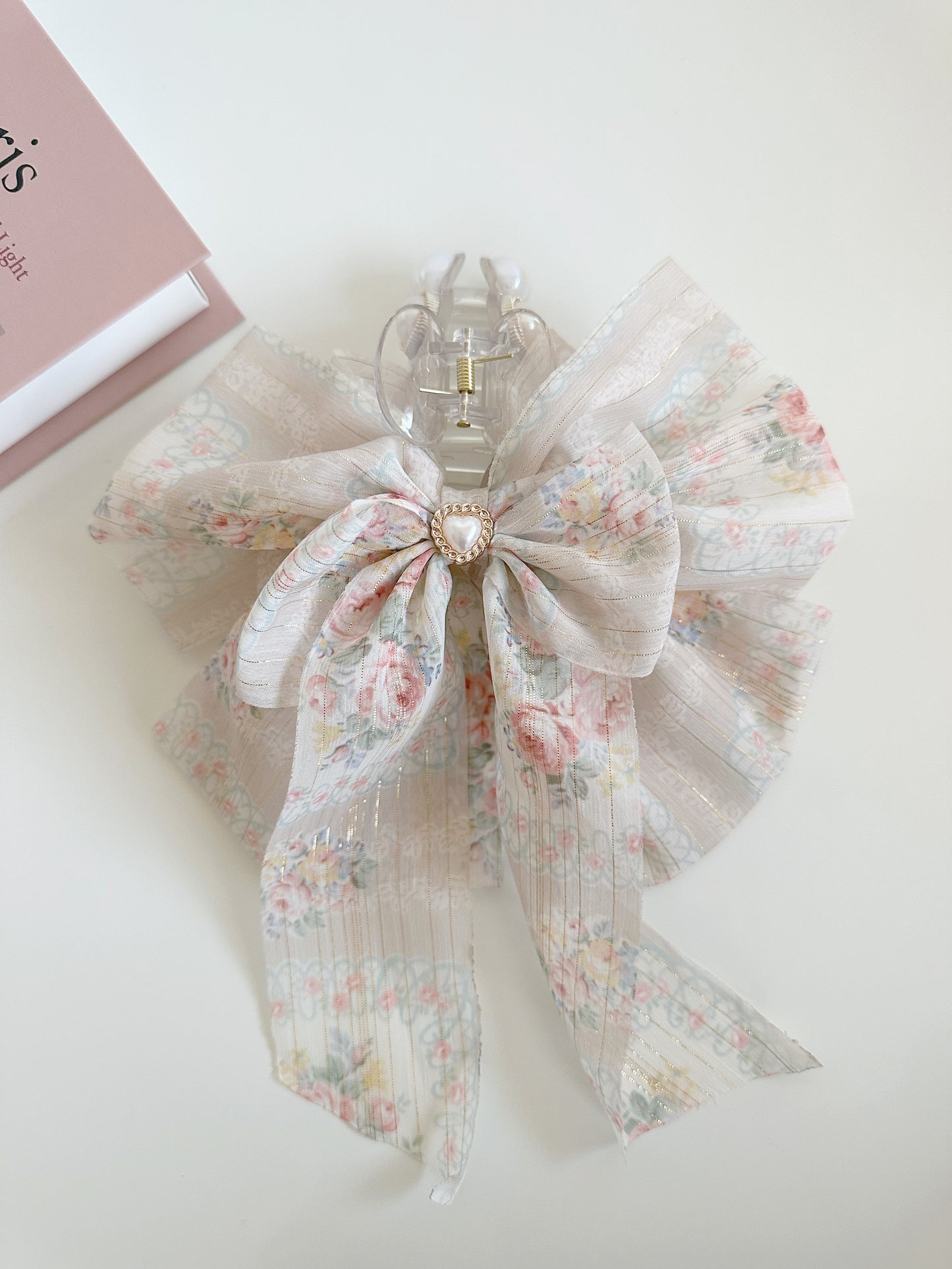 Korean Large Flower Bow Heart Pearl Princess Style Hair Claws