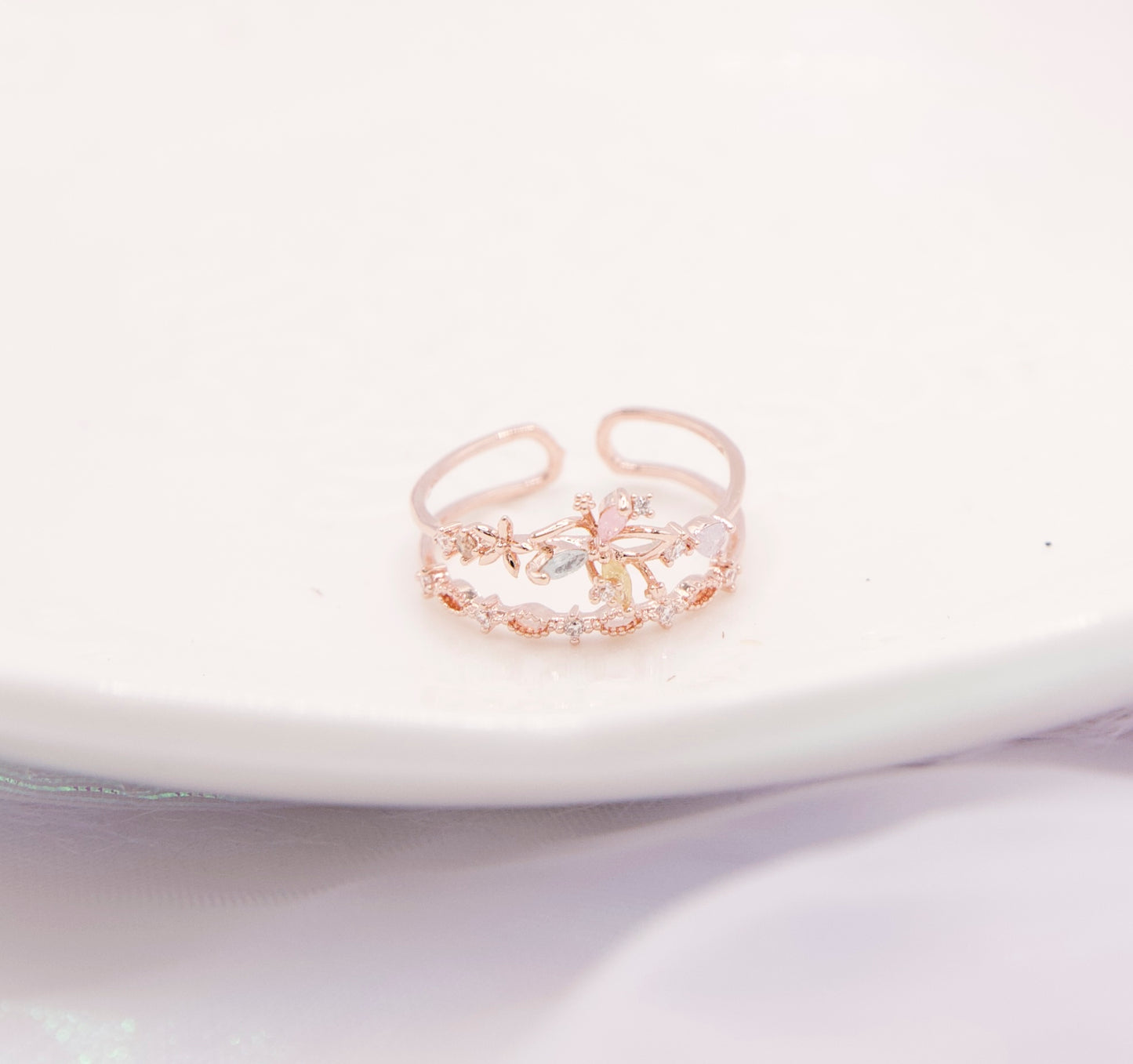 Butterfly Fairy Garden Layered Adjustable Rings