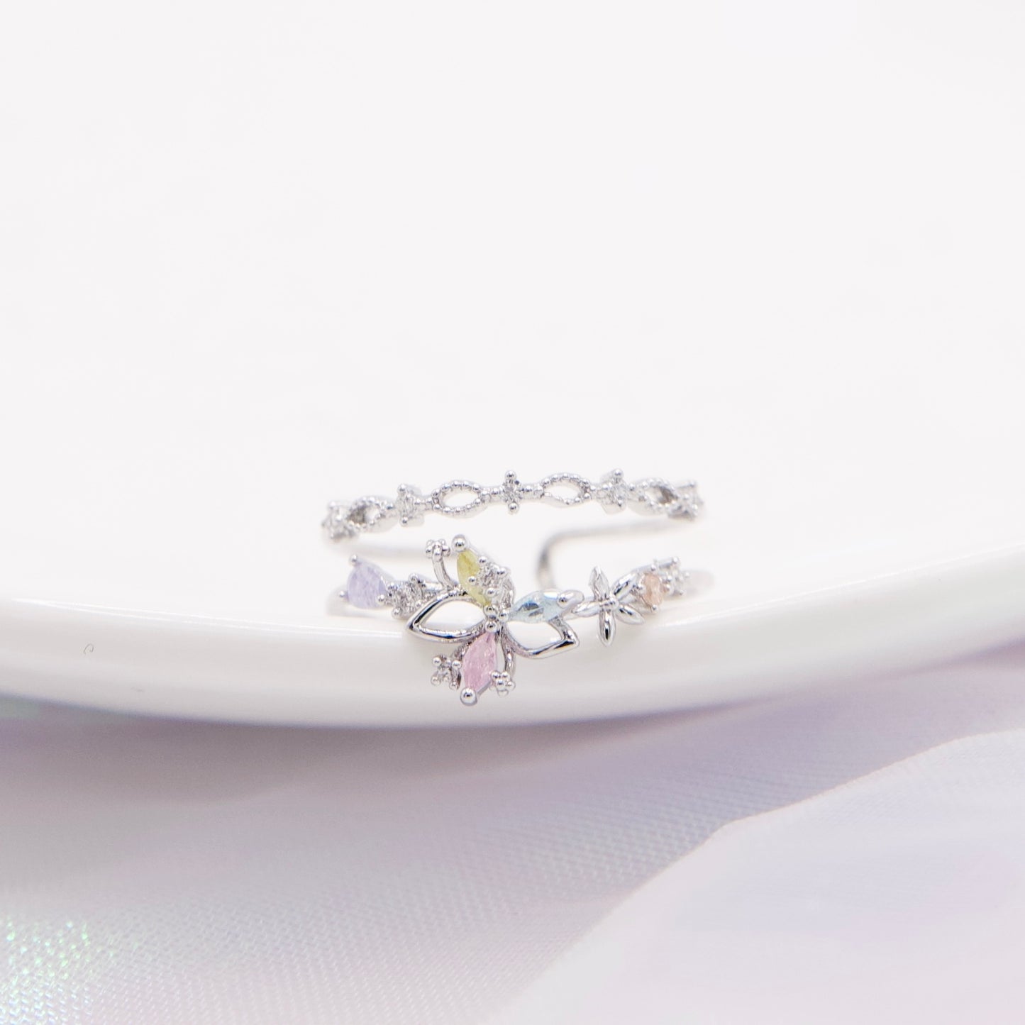 Butterfly Fairy Garden Layered Adjustable Rings
