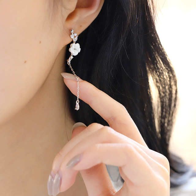 Mother of Pearl Cute Chain Drop Dangle Earrings - 2 colors