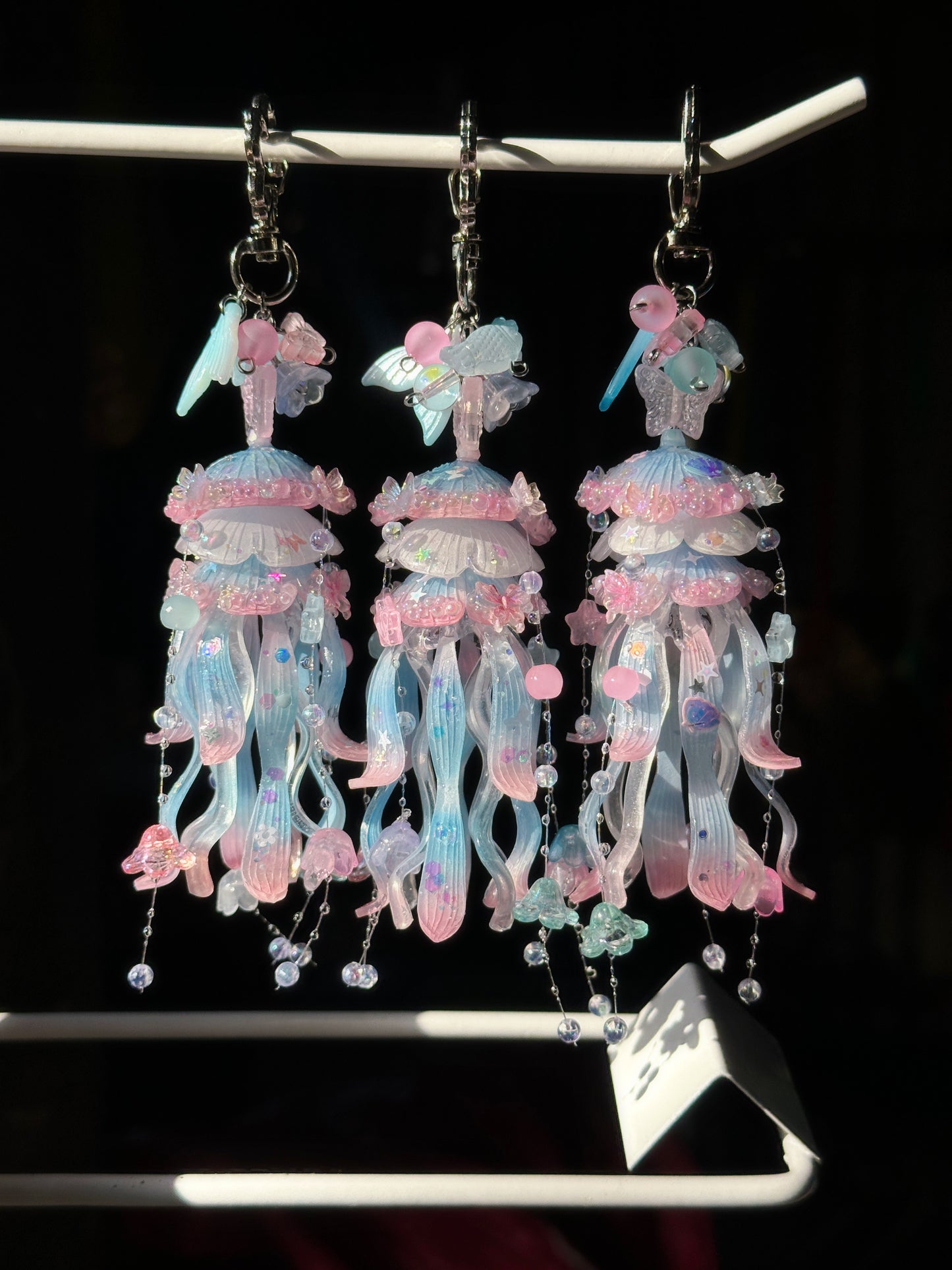 Fairy Jellyfish Handmade Keychain/Bag charm - Pastel Blue Pink