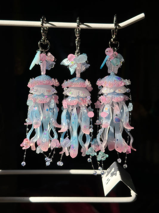 Fairy Jellyfish Handmade Keychain/Bag charm - Pastel Blue Pink