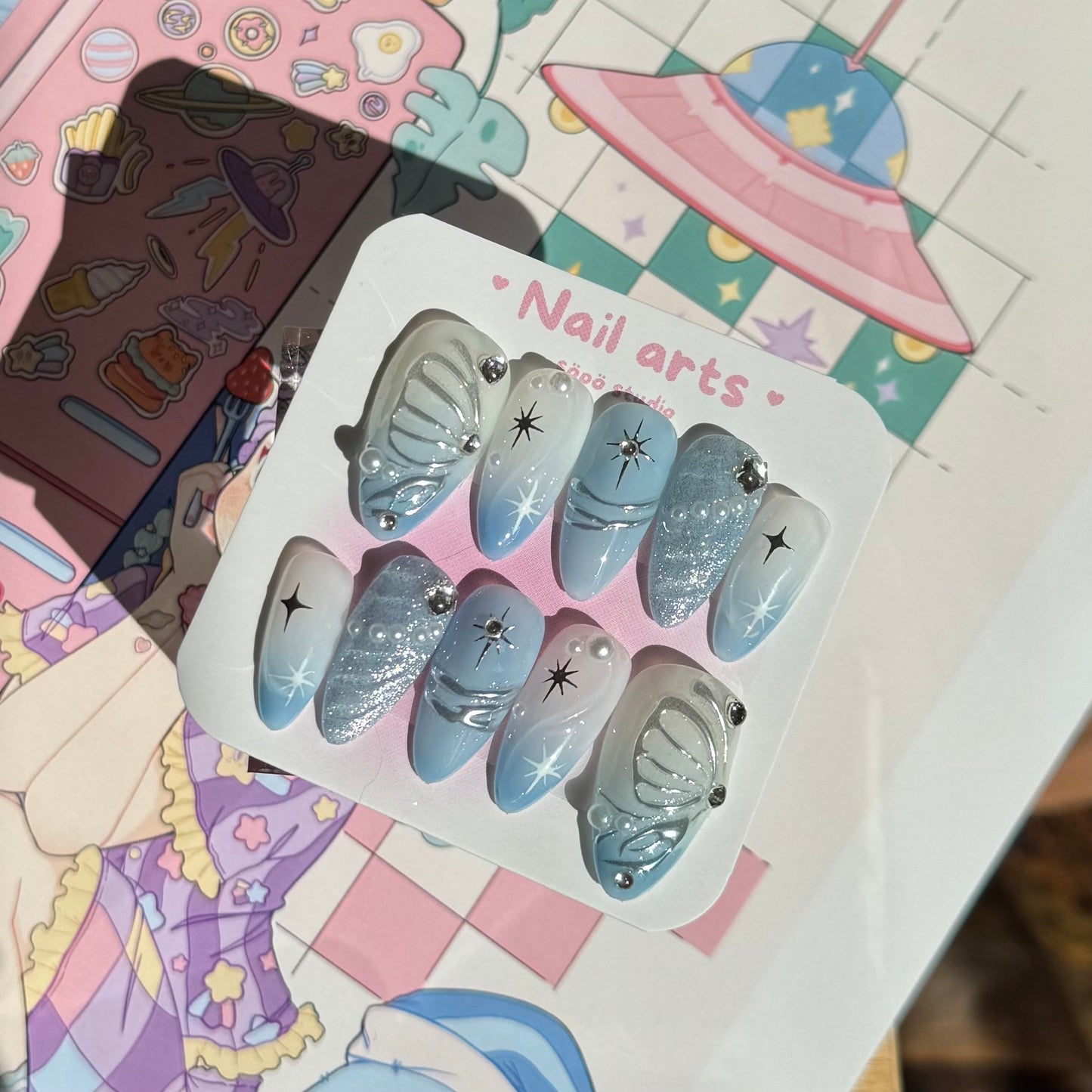 Fairycore Oceanic Butterfly Handmade Press-on Nails